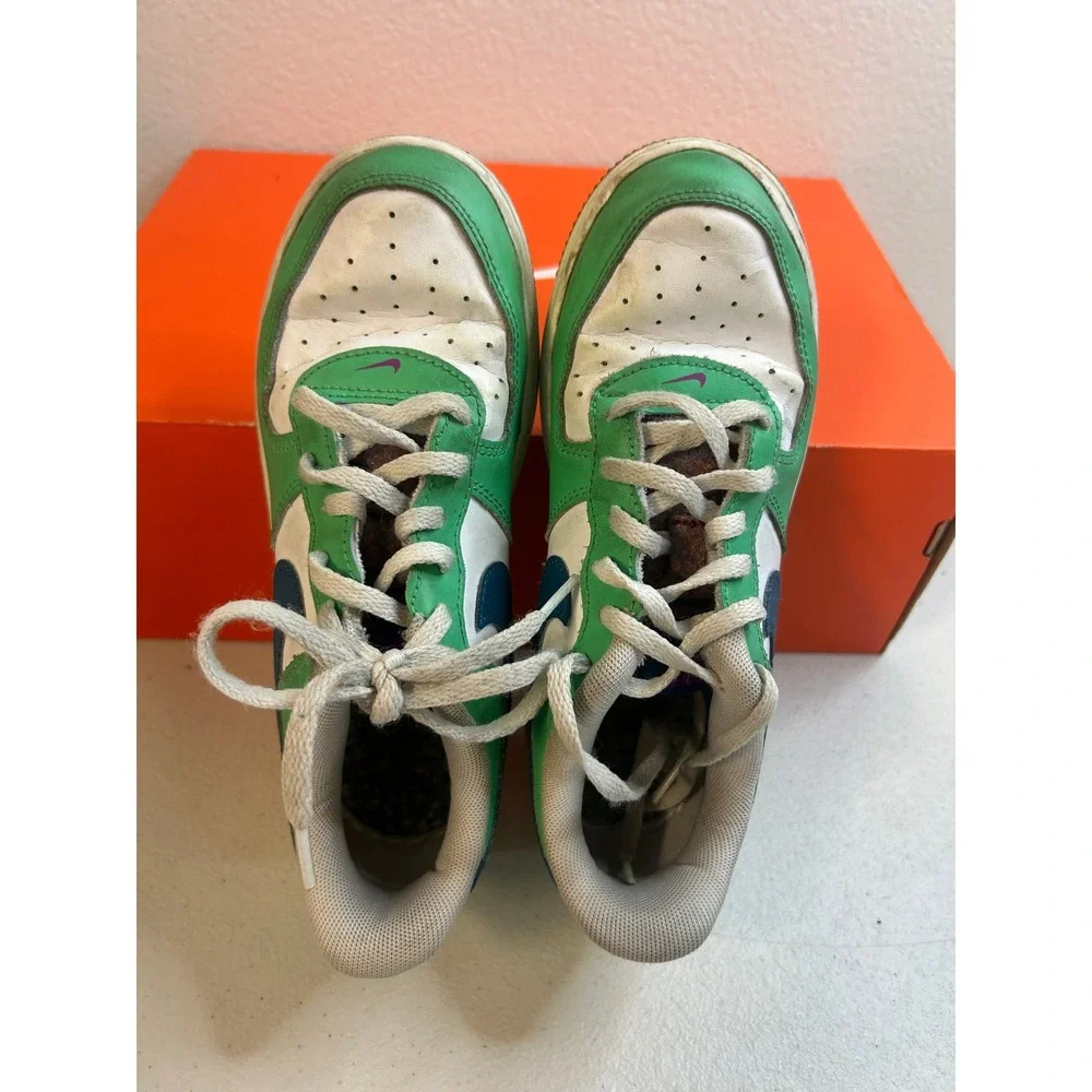 Nike Air Force 1 Low Kids Green White Blue  Sneakers Size 2.5Y #2185